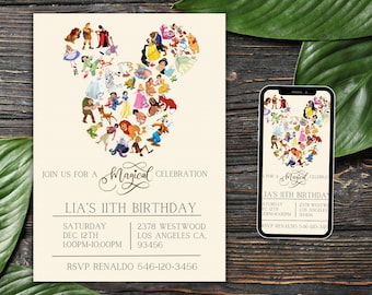 Disney invitation disneyland birthday disney invite Mickey Mouse bday 6th birthday never grow up 5th Minnie Mouse invites party editable