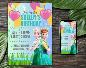 Frozen birthday invitation Elsa birthday invitation theme invite party invitations supplies princess digital invites Editable Printable