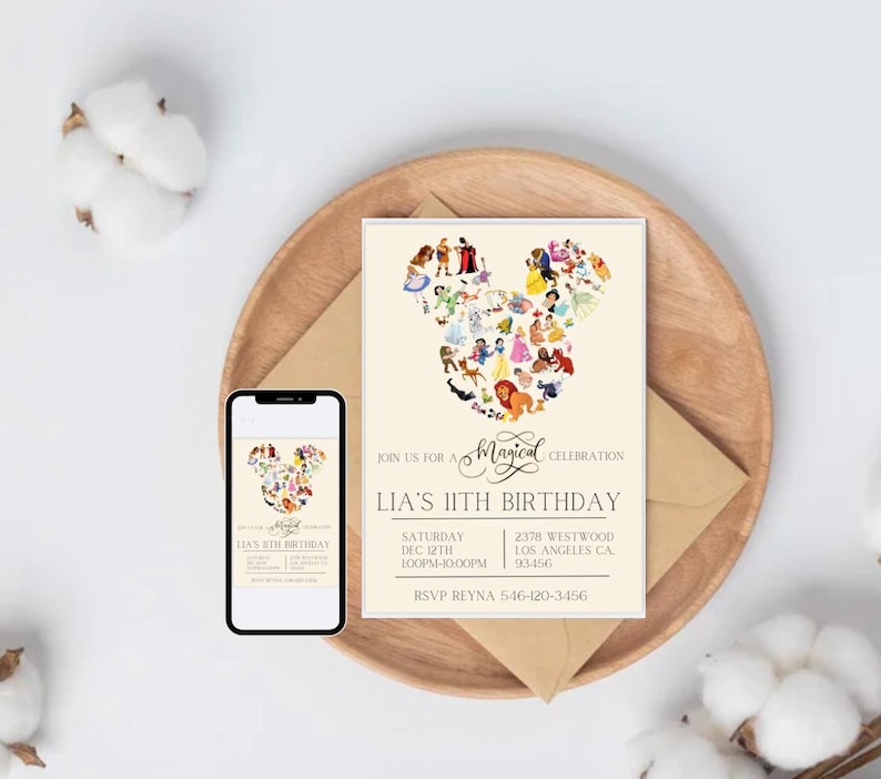 Convite da Disney, aniversário na Disneylândia, convite da Disney, aniversário do Mickey Mouse, 6º aniversário, nunca cresça, 5º aniversário, convites da Minnie Mouse para festa (editáveis) imagem 1