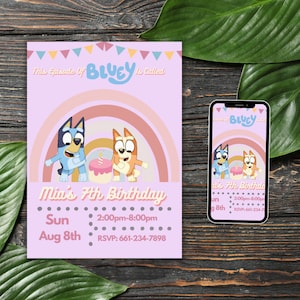 Bluey einladung bluey einladungen bluey party liefert bluey Geburtstagsparty Mädchen 10