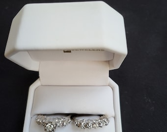 Ladies Diamond Engagement Ring and Wedding Band Set - 18K White Gold Size 8