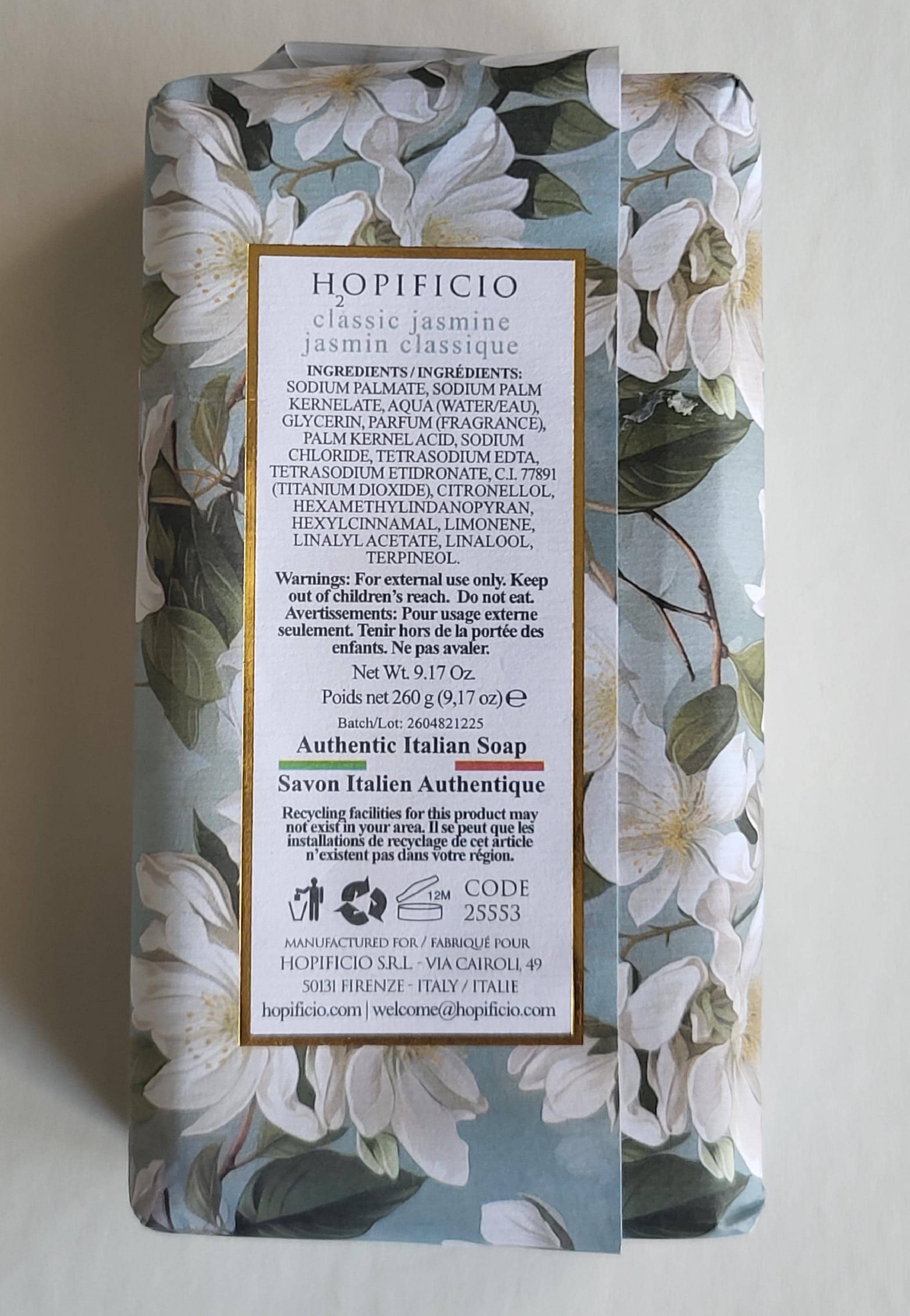 Hopificio CLASSIC JASMINE - Finest Triple Milled Soap Bar. Made in