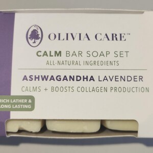 Olivia Care ASHWAGANDHA LAVENDER - 3 Bars Soaps Set 5oz Each. All Natural Ingredients - A Nice Gift for any occasion. image 1