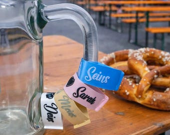 Bierkrug Markierung personalisierbar | Bierband Volksfest Kirchweih | Bierkrug Anhänger mit Name | Dirndl Lederhose Oktoberfest Geschenk
