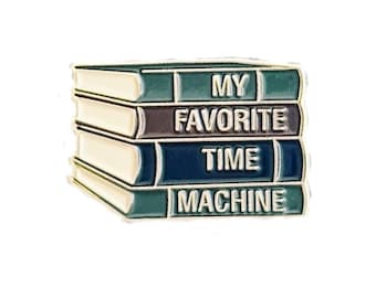 Time Machine Book Enamel Pin: Literary Gift for Readers