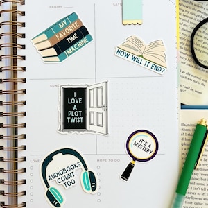 Book Stickers, Sticker Pack, Waterproof Stickers, Gifts for Book Lovers and Readers