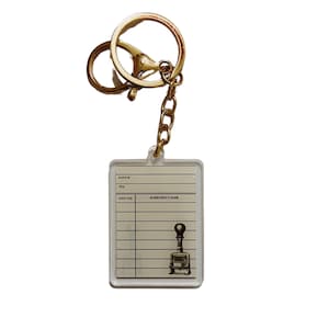 Library Catalog Card Acrylic Keychain: Vintage Book Lover Gift