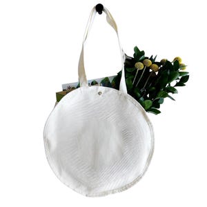 Sac fourre-tout en toile rond vierge - Sac fourre-tout robuste en coton, 16 oz pour les artisans et les projets de bricolage