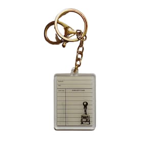 Carte catalogue de bibliothèque, porte-clés en acrylique, estampe dateur vintage, cadeau pour amoureux des livres, accessoires de bibliothécaire, porte-clés de lecture, breloque livresques
