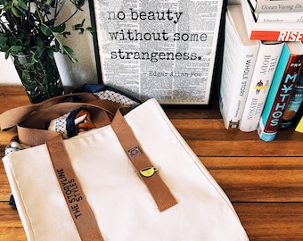 Enamel Pin Display Tote Bag, Cotton Tote, Book Bag