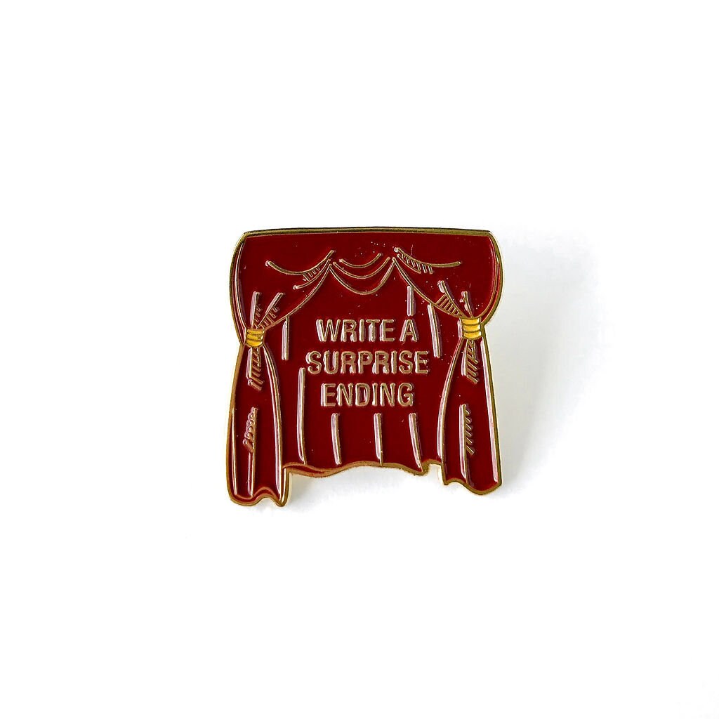 Write a Surprise Ending Enamel Pin – Book Lover Gift, Writer Lapel Pin, Theater and Drama Club Pin, Book Club Pin, Creative Writing Gift