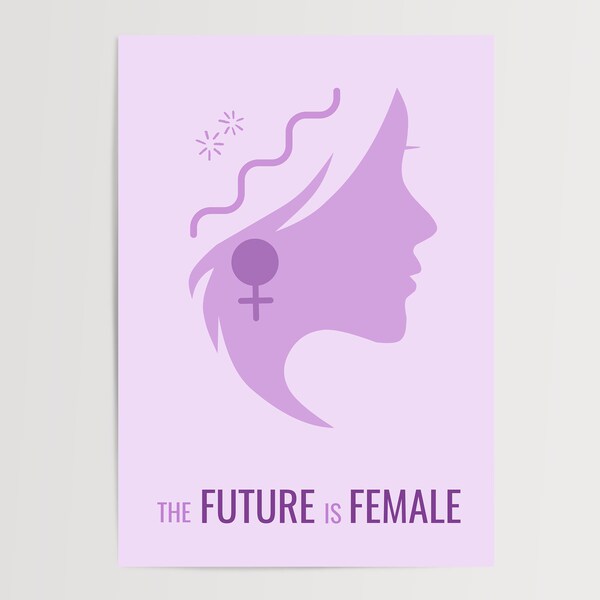 The future is famele poster | Printable digital download | Feminist Wall art Girl Room Nursery Sign Inspirational feminism protesting woman