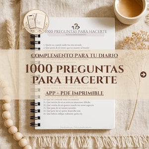 Diario en español de reflexión y bienestar con prompts, apoyo emocional y autodescubrimiento (Descarga digital PDF)