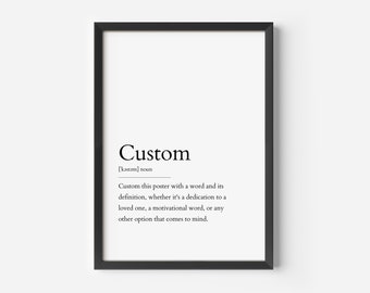 Poster with Custom  definition | Printable digital download | Print Dictionary Wall art Personalized Funny Poster Word inspirational