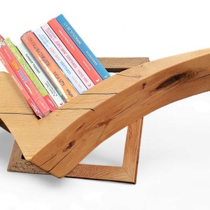 Wall bookshelf made of solid oak