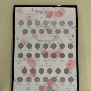 Póster rascable personalizado del embarazo semana a semana / Crecimiento del bebé Frutas y verduras / Regalo de embarazo /