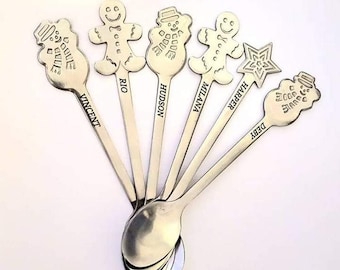 Personalised Christmas Hot Chocolate Spoon, Stocking Filler Presents, Tea Lover Gifts, Thoughtful Gifts, Hot Cocoa Spoons, Secret Santa Gift