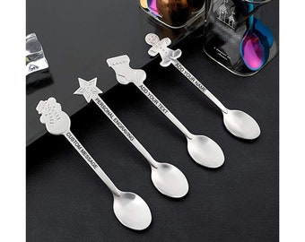 Custom Christmas Spoons, Spoons for Christmas, Cutlery, Christmas Table Spoons, Hot Beverage Spoons, Steel Spoons, Novelty Spoon Gift,