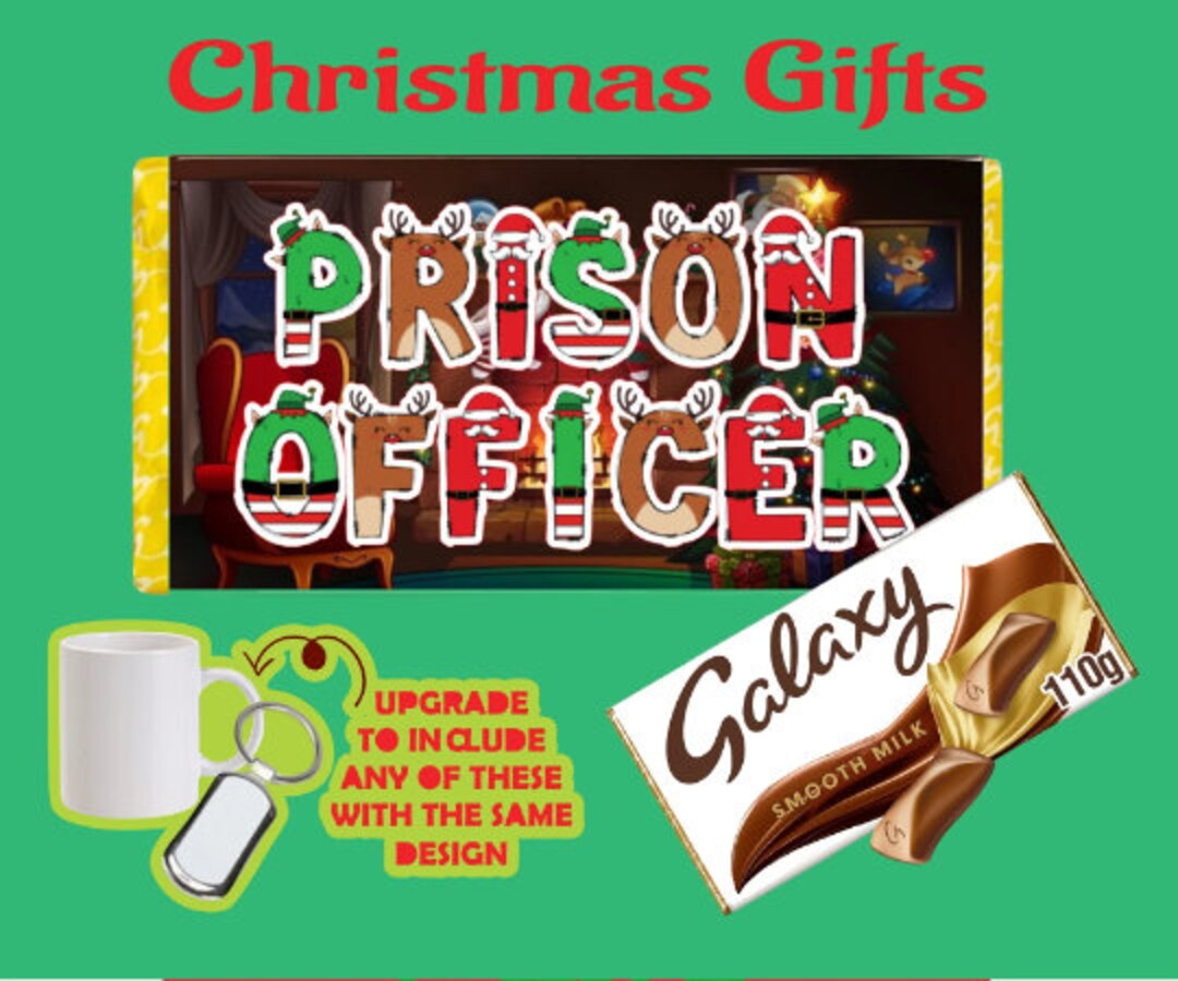 Prison Officer, Chocolate Bar, Wrapper, Keyring, Christmas Gift for