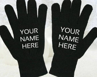 Gloves, custom name gloves, personalised gifts, cheap stocking fillers, winter gloves, adult custom gloves, adult magic gloves, name gloves