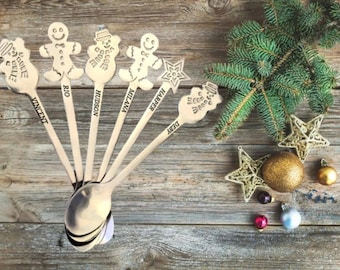 Hot Chocolate Christmas Spoons, Spoons for Christmas, Cutlery, Christmas Table Spoons, Hot Beverage Spoons, Steel Spoons, Novelty Spoon Gift