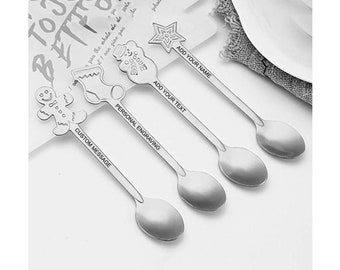 Custom Christmas Spoons, Spoons for Christmas, Cutlery, Christmas Table Spoons, Hot Beverage Spoons, Steel Spoons, Novelty Spoon Gift,