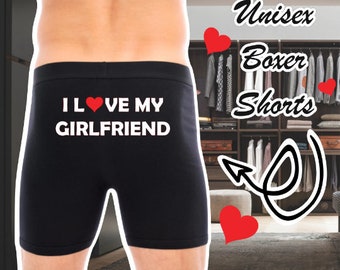 I Love my Girlfriend Boxers|Add Name|Heart|Custom Personalized Boxers|Boxer Shorts|Boxer Briefs|Adult Underwear| valentines gift|Funny Gifts