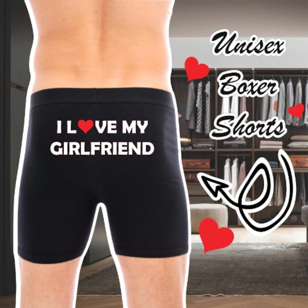 I Love my Girlfriend Boxers|Add Name|Heart|Custom Personalized Boxers|Boxer Shorts|Boxer Briefs|Adult Underwear| valentines gift|Funny Gifts