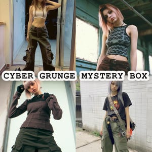 Y2K Cyber Grunge Mystery Box Thrifted Vintage Style Bundle Oversized Cargo Fashion 90s 2000s Pinterest Styling Surprise Outfit Clothing Gift