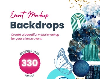 Event Mockup Backdrops, 330+ images for custom party mockups, For event planners & balloon artists, Edit in Canva, Instant download, Digital