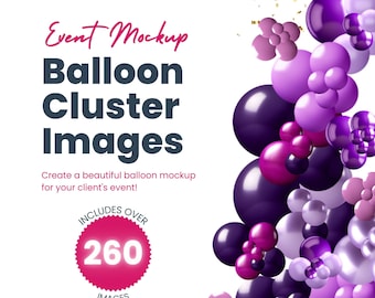 Event Mockup Balloon Cluster Images, 260+ images for party mockups, For event planners and balloon artists, Edit in Canva, Instant download