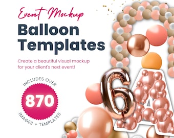 Ballons pour maquettes d'événements, plus de 870 images de ballons et modèles de ballons pour des maquettes de ballons personnalisées, pour les organisateurs d'événements, téléchargement immédiat, Canva
