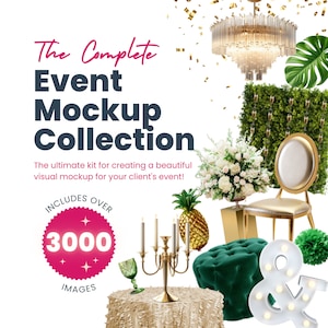 Event Mockup Collection, 3000+ png images for custom event mockup designs, For event planners and stylists, Edit in Canva, instant download