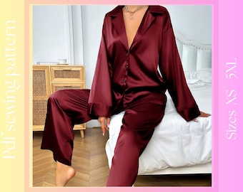 Oversize T-Shirt and Wide Leg Pants Women's Sewing Pattern | XS-5XL | Instant Download | Easy Digital PDF | Sewing Instructions.