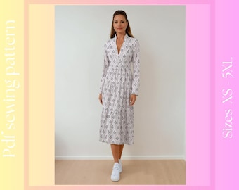 Women's Long Boho Dress Sewing Pattern | XS - 5XL | Woman Pattern | Instant Download | Easy Digital PDF, Written Sewing Instructions.
