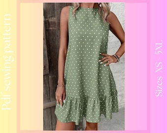 Women's short Boho Dress Sewing Pattern | XS - 5XL | Instant Download | Easy Digital PDF, Written Sewing Instructions,