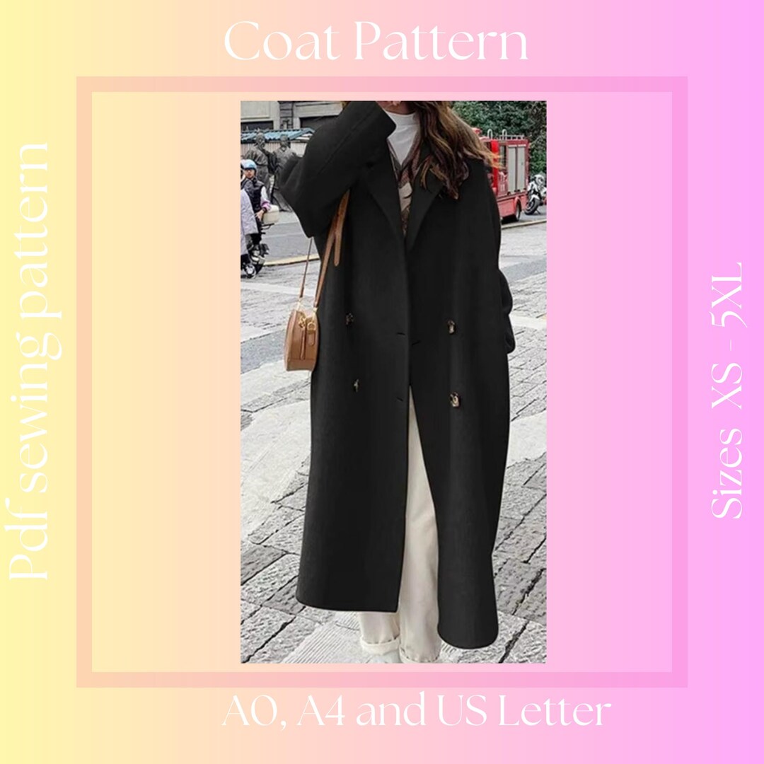 Women's Long Coat Sewing Pattern | XS - 5XL | Instant Download | Easy ...