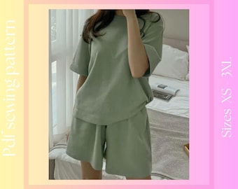 Oversize T-Shirt and Wide Leg Shorts Women's Sewing Pattern | XS-XXXL | Instant Download | Easy Digital PDF | Sewing Instructions.