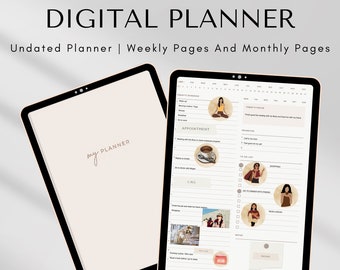 Digital Planner, Undated Digital Planner, Undated GoodNotes Planner, iPad Planner, Weekly Planner, Monthly Planner, Boho Planner.