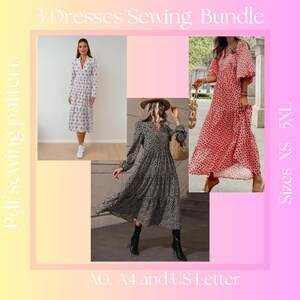 Può includere: Un download digitale di tre modelli di cucito per abiti. I modelli sono per un abito bianco con stampa floreale, un abito nero con stampa floreale e un abito rosso con stampa floreale. I modelli sono disponibili nelle taglie XS-5XL e possono essere stampati su carta A0, A4 o US Letter.