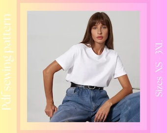 Oversized T-Shirt Women's Sewing Pattern | XS-XXXL | Instant Download | Easy Digital PDF | Sewing Instructions.