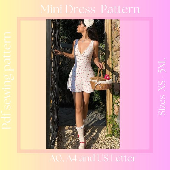 Women's  Mini Dress Sewing Pattern | XS - 5XL | Instant Download | Easy Digital PDF, Written Sewing Instructions.