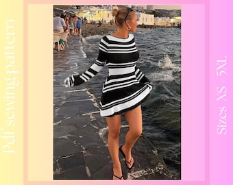 Women's Bell Sleeve Dress Sewing Pattern | XS - 5XL | Instant Download | Easy Digital PDF, Sewing Instructions.