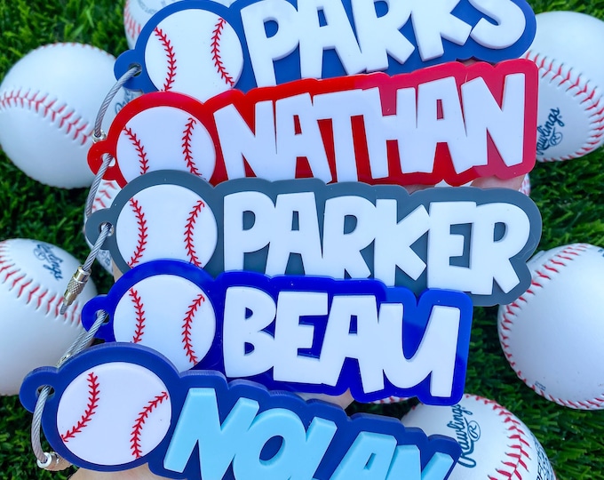Custom Baseball Name Keychains | Baseball Keychains | Baseball Personalized Keychain | Baseball Bag Tag