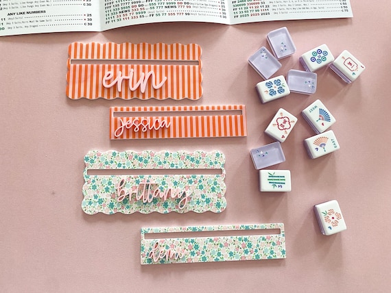Striped Mahjong Row Finder | Floral Scallop Line Reader | Mahjong Gifts | Mahjong Accessories | Mahjong Rule Helper