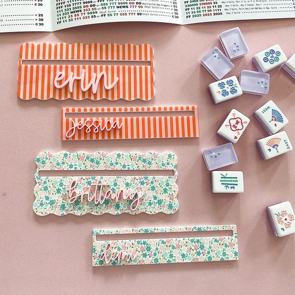 Striped Mahjong Row Finder | Floral Scallop Line Reader | Mahjong Gifts | Mahjong Accessories | Mahjong Rule Helper