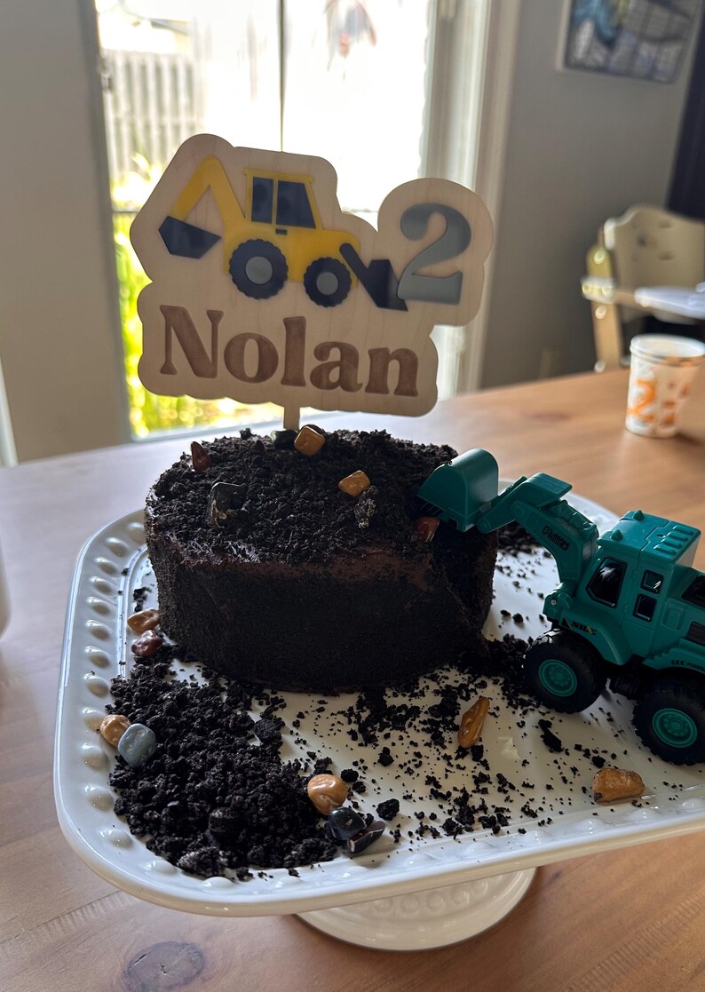 Backhoe Topper Construction Vehicle Cake Topper | Kid Cake Topper | Digger Cake Topper ...
