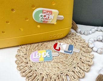 Dijes para bolsos Bogg / Placa con nombre para bolso de playa / Nombres para bolsos Bogg / Etiqueta para bolso de playa / Etiqueta con nombre de acrílico / Dije personalizado para bolso Bogg / Dije de paleta para bolso Bogg