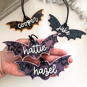 Sparkly Bat Halloween Tag | Halloween Tag | Personalized Halloween Tag | Boo Basket Tag | Halloween Basket | Bat Tag