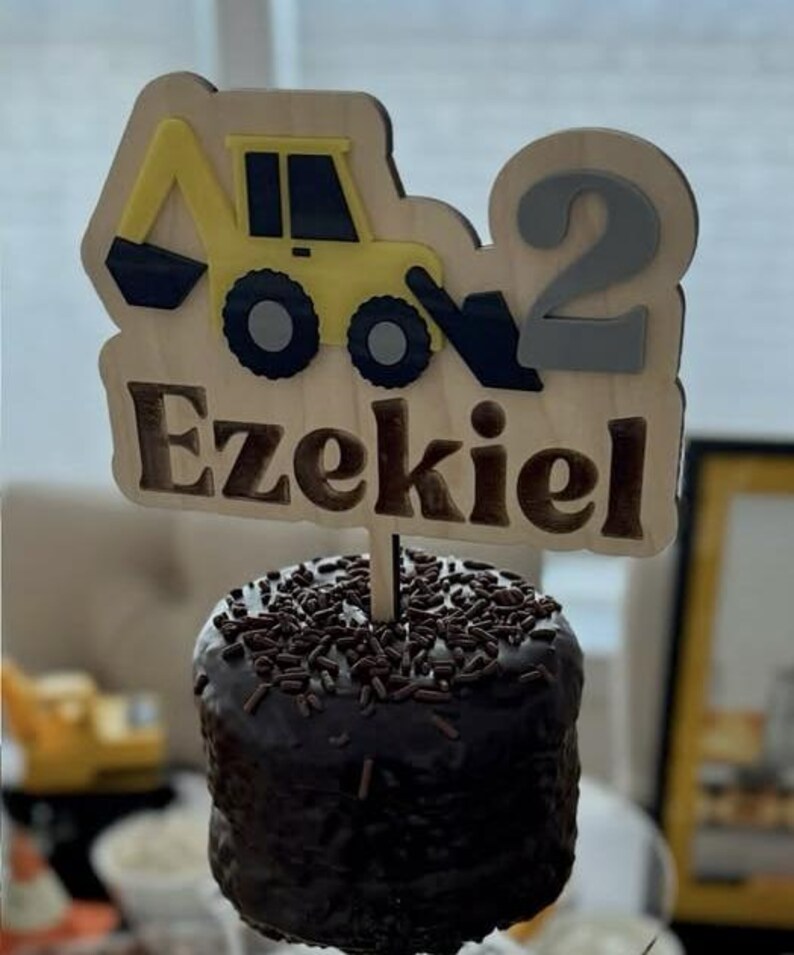 Backhoe Topper Construction Vehicle Cake Topper | Kid Cake Topper | Digger Cake Topper ...